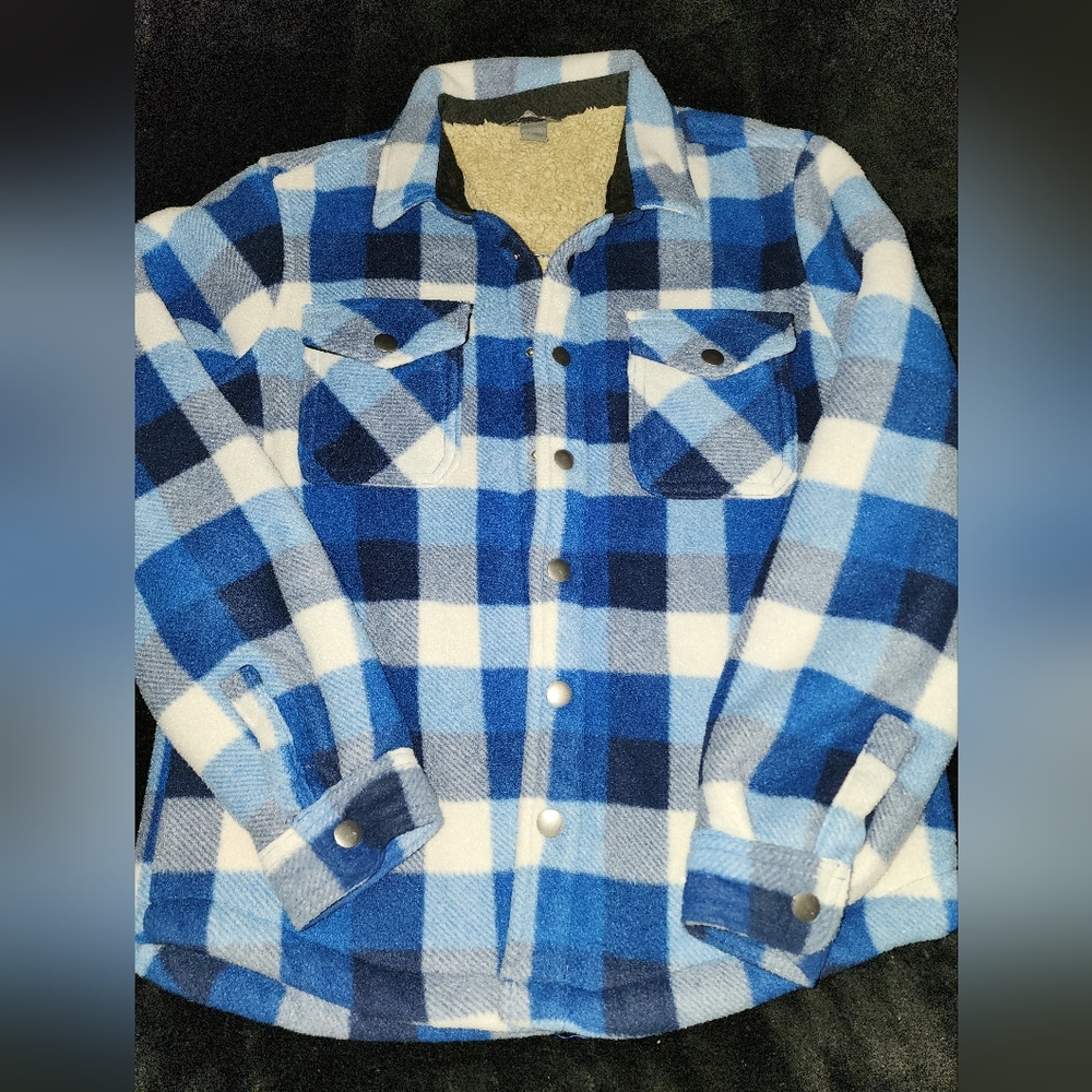 Eddie Bauer Boy's Snap Button Sherpa Lined Shirt Jacket Size 10/12